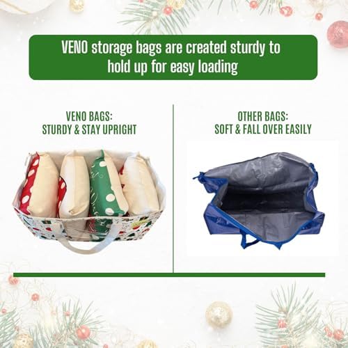 VENO Moving Bags, Christmas Storage Bags, Wide Open Top, Jingle Mix, 6 Pack