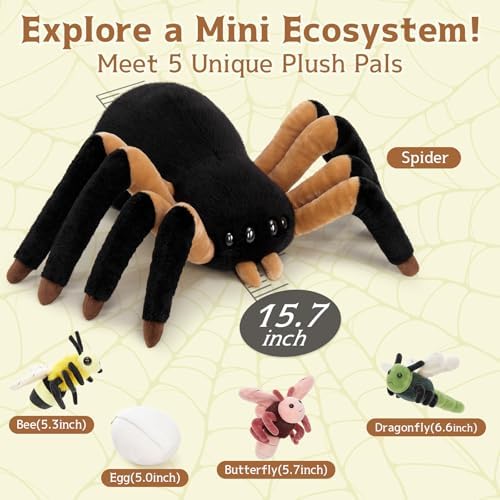 MorisMos Giant Spider Stuffed Animal, 16inch Large Spider Plush