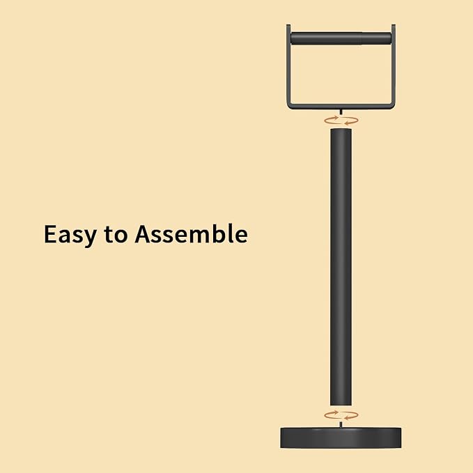YUMORE Heavy Duty Toilet Paper Holder Stand, Extra-Weighted Base No Tipping, Stainless Steel Toilet Paper Stand, Free Standing Floor Tissue Roll Holder for Bathroom, Matte Black 200UP