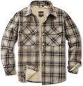 Men's Sherpa Cotton Flannel Shirt Jacket Plaid Button Coat Pocket