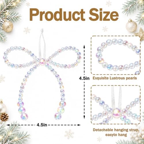 DIYDEC 18PCS Glitter Christmas Bow Ornaments 4.5in Tree Topper Decor