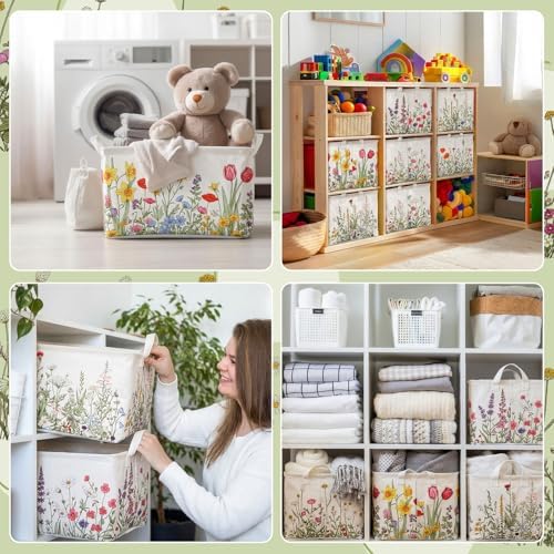 CHENGU 6 Pack Flower Storage Bins Collapsible Wildflower Basket with Handle