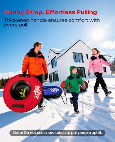 48'' Heavy Duty Snow Tube with Canvas Cover, Snow Sled for Kids & Adults