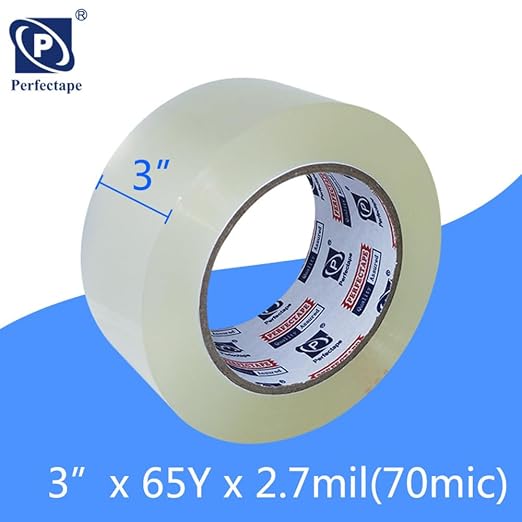 PERFECTAPE 3" Heavy Duty Packing Tape 1 Roll with 3" Tape Gun, 3" x 65Y | Clear, 2.7 mil, Ultra Strong, Refill for Packaging and Shipping