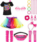 80s Outfit for Girls Kids 1980s Costume Accessories Set for Halloween Cosplay Party