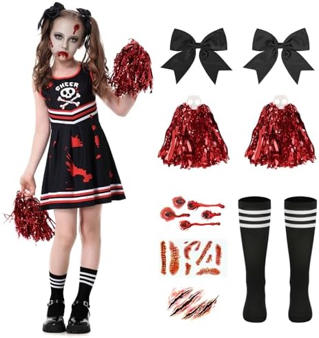 10Pcs Halloween Zombie Cheerleader Costume for Girls Party