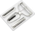 3-in-1 Stainless Steel Peeler with Interchangeable Blades – Vegetable Fruit Potato Peeler, Julienne Slicer, Grater with Serrated Blade – Swivel Self‑Adjusting Head, Dishwasher Safe Kitchen Tool(4pcs)
