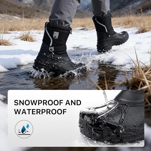 FREE SOLDIER Men's Waterproof Winter Shell Snow Boots with Removable Liner