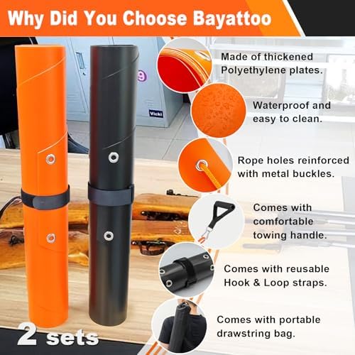 Bayattoo Hunter Dragging Mat Game Drag Sleds - Heavy-Duty Tear-Resistant Game Hauler for Hunting with Ropes and Handles, Portable and Durable Outdoor Gear (2 Set)