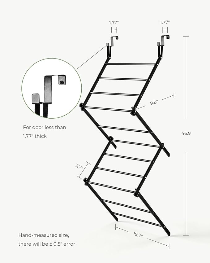 Over The Door Drying Rack, 16.8FT Hanging Drying Space with 11 Drying Rods, Foldable Door Laundry Rack for Bathroom Bedroom RV Apartment Indoor Clothes Drying