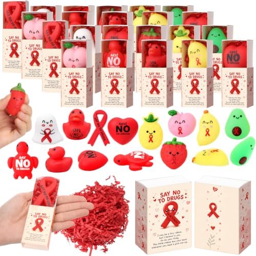 Wettarn 30 Sets Red Ribbon Week Gifts Drug Free Party Favors with Boxes