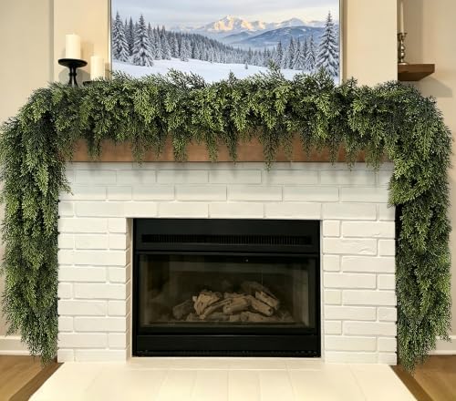 9 Ft 2 Pcs Christmas Garland, Realistic Cedar Garland