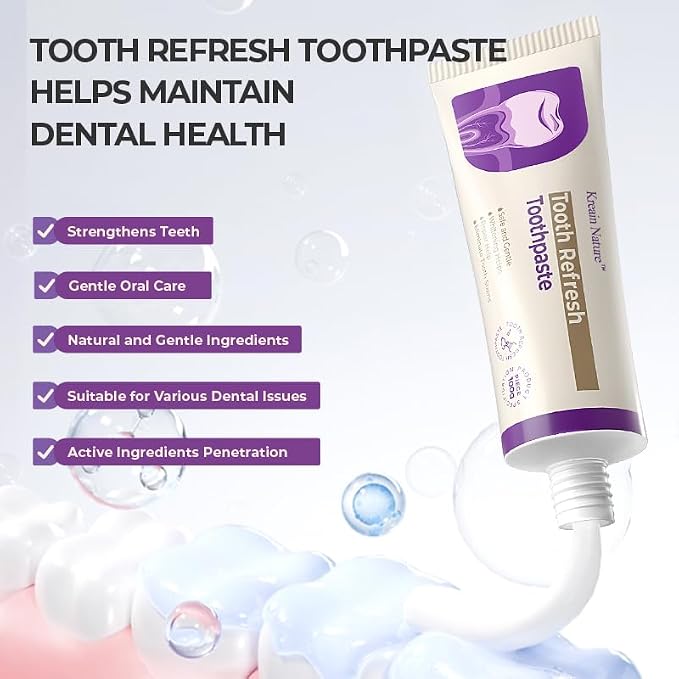 Tooth Refresh Toothpaste, Fluoride-Free, Adults & Kids, 3.5oz | Whitening Hydroxyapatite Toothpaste, Natural Oral Care, Enamel Repair & Stains Removal, Mom & Dad Gifts