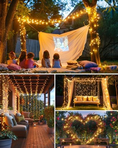 2 Pack 240 LED 20FT Total 40FT 480LED Solar Fairy Lights Outdoor Waterproof