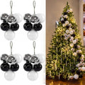 Roowest 4 Sets Large Christmas Ball Clusters Ornaments Black White Clear