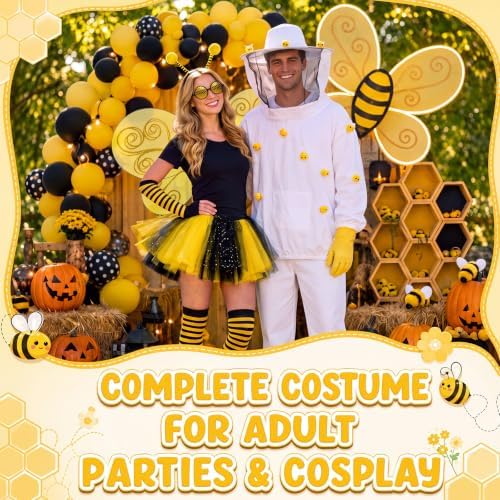 Yahenda Bee and Beekeeper Costume Halloween Couple Outfit with 30 Bee Decor