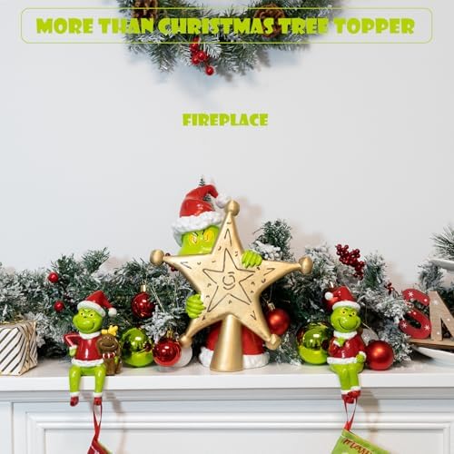 10 inch Resin Christmas Tree Topper，Hand-Painted Xmas Decoration