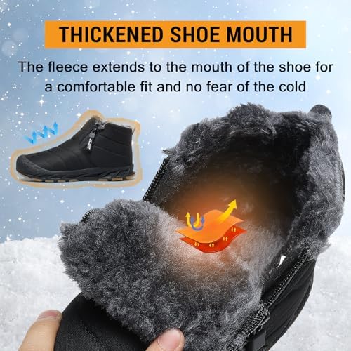 ziitop Snow Boots Mens Waterproof Winter Boots Fur Lined Warm Ankle Boots