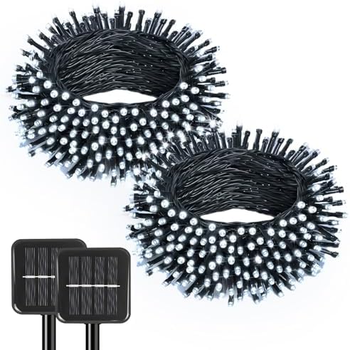 SyouHome Solar String Lights Outdoor, 2 Pack 200 LED Solar Christmas Lights