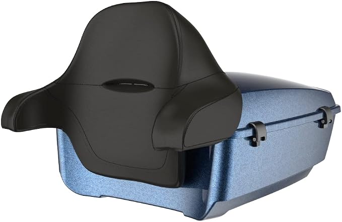 Advanblack Road Glide Tour Trunk Pack Cosmic Blue Pearl King Tour Trunk Pack Luggage +Wrap-Around Backrest Pad for '97-'25 Harley Touring Road King Street Glide Electra Glide CVO models