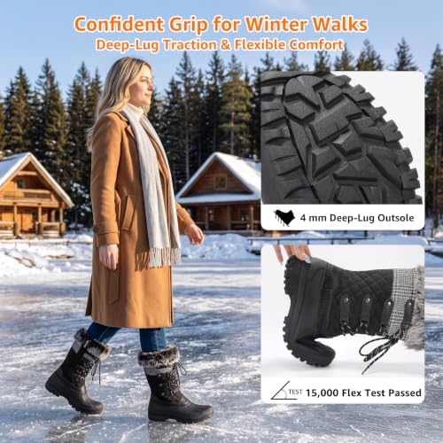 STQ Womens Winter Snow Boots, Waterproof Insulated Mid-Calf Duck Boots
