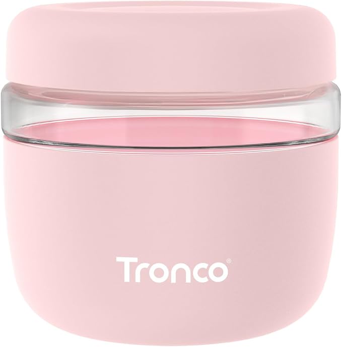 Tronco 24 oz Glass Food Storage & Lunch Bowl Containers with Airtight Lids | Leak & Spill Proof Meal Prep Container & Food Storage Jar for Lunch, Salad, Oats, Soup, BPA-Free, Microwave & Dishwasher Safe