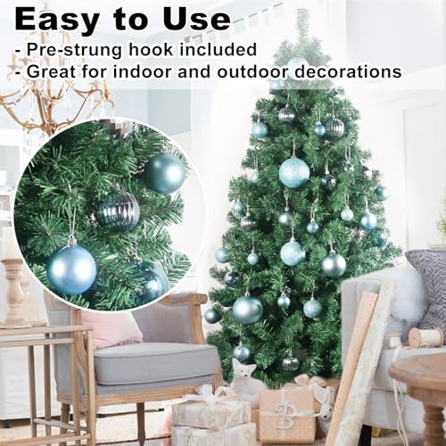 GameXcel 18Pcs Christmas Balls Ornaments for Xmas Tree - Shatterproof Christmas Tree Decorations Medium Hanging Ball Sky Blue 2.5in x 18 Pack