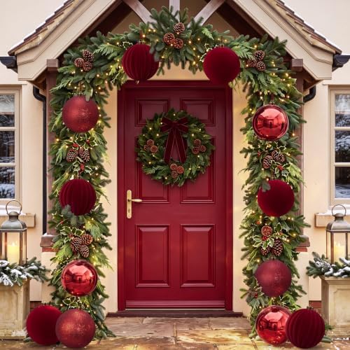 Liliful 8 Pcs 6 Inch Extra Large Christmas Ball Ornaments Decor, Burgundy