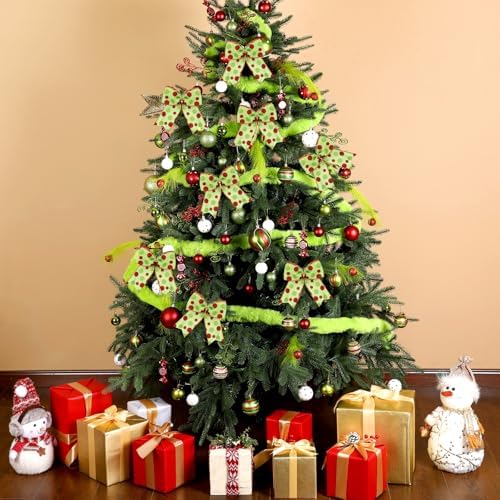 Leitee 109 Pcs Whimsical Christmas Tree Decorations Lime Green Red Ornament