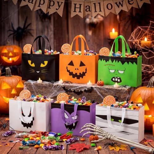 Paterr 30 Pcs Halloween Candy Bags Reusable Non Woven Treat Gift Bags