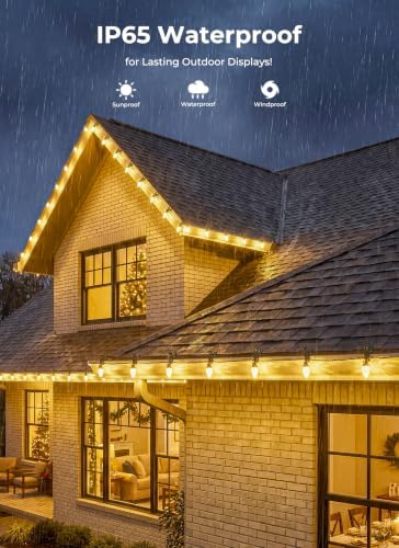 Brightown Christmas Lights Outdoor, 102FT 150LED C9 String Light with Clips
