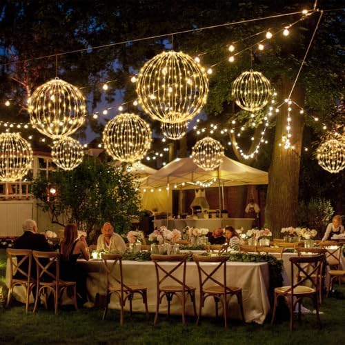 Christmas Decorations,LED Light Balls Outdoor,3 Pack,Warm White