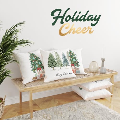 OHOME Christmas Pillows Covers 18x18 Inch - Christmas Party Decorations | Navidad Trees Throw Pillows - Xmas Decorations Favors Decor Indoor Outdoor for Couch Room Office Parlor Bedding,2 PCS