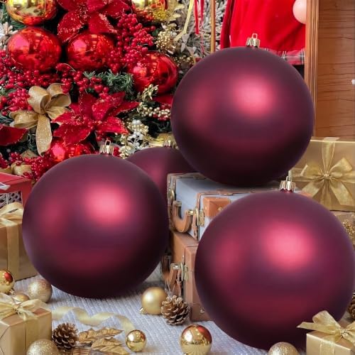 Threan 12 Inch Burgundy Matte Large Christmas Ball Ornament