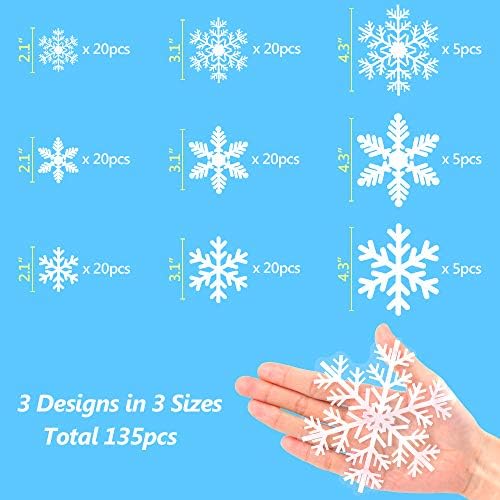 LUDILO 135Pcs Christmas Decorations Window Clings Snowflakes Window Decals