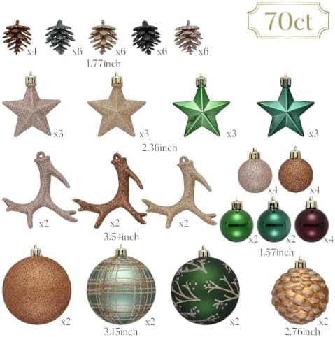 Valery Madelyn 70ct Christmas Tree Decorations Ball Ornaments Set