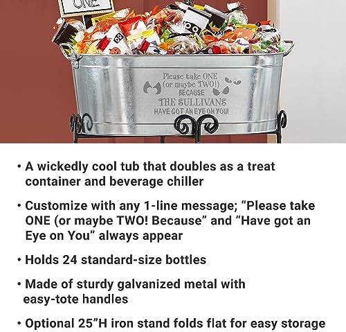 Let's Make Memories Personalized Beverage Tub - Halloween Party Décor - Trick or Treat Candy Bowl - Eyes