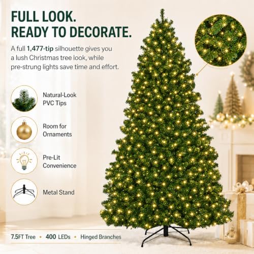 Avatar Controls 7.5FT Smart Pre-Lit Artificial Christmas Tree, 400 RGB LEDs
