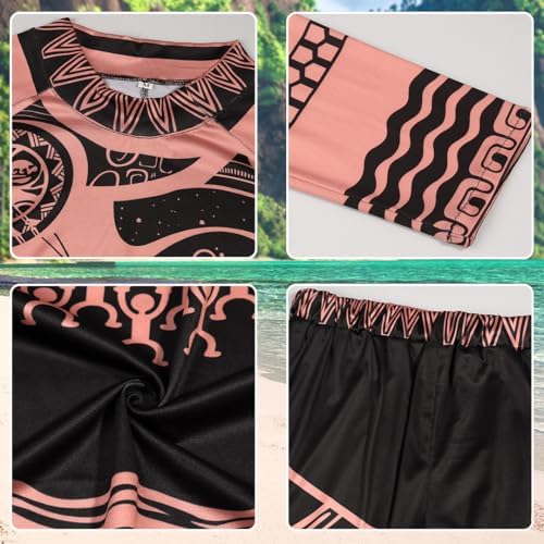 Adult Men Halloween Costume Set for Ocean Theme Party Hawaii Printed Tattoos Costumes Party
