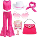 Cowgirl Costume Girls Kids Disco Cowgirl Outfits Western Movie Heroine Dress Up for Halloween Birthday Cosplay Party