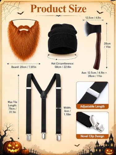 8 Pcs Lumberjack Blue Ox Costume Accessories Men Women Couple