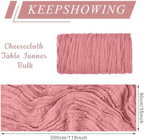 1 Pack Cheesecloth Table Runner 10Ft Christmas Gauze Boho Table Runners for Wedding Decor Bridal Shower Decorations Baby Shower Party(35" x 120")