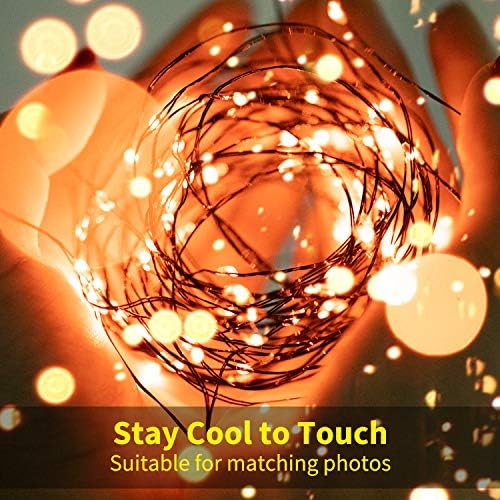 Brightown Halloween Orange Fairy String Lights: 12 Pack 7 Ft 20 LED Battery Operated Firefly Lights on Black Wire Starry Moon Lights for DIY Party Bedroom Patio