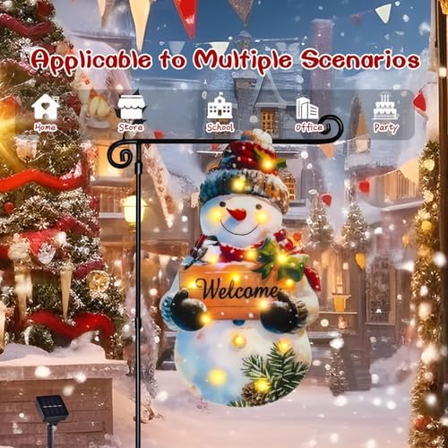 12x18 Solar Christmas Snowman Garden Flag, Outdoor Decor