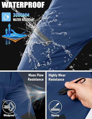 MAGCOMSEN Men's Snow Ski Winter Pants Waterproof Hiking Fleece Lined Pants
