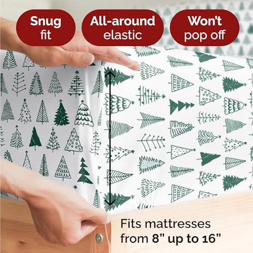 Christmas Sheet Set, Christmas Tree 3, Holiday Xmas Bedding Set - Queen