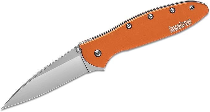 Kershaw Leek, BlackWash Pocket Knife (1660BLKW); 3 Sandvik 14C28N Steel Blade, 410 Stainless Steel Handle, BlackWash Finish, SpeedSafe Assisted Open, Frame and Tip Locks, Reversible Pocketclip; 3 OZ