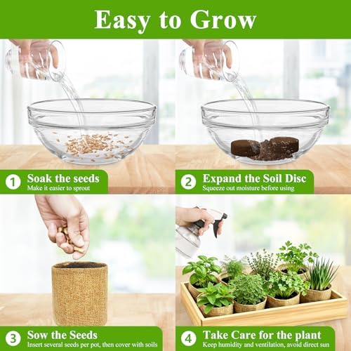Indoor Herb Garden Kit, Culinary Herb Starter Kit with Seeds & Tools for Beginners, Kitchen Decor, House Warming Gifts for New Home, for Christmas, Ultimate Birthday Gifts for Women Men Mom Dad