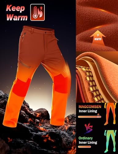 MAGCOMSEN Men's Snow Ski Winter Pants Waterproof Hiking Fleece Lined Pants