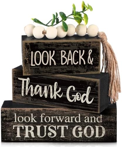 Moucuny 4 Pcs Farmhouse Table Decor Inspirational Wooden Block Signs